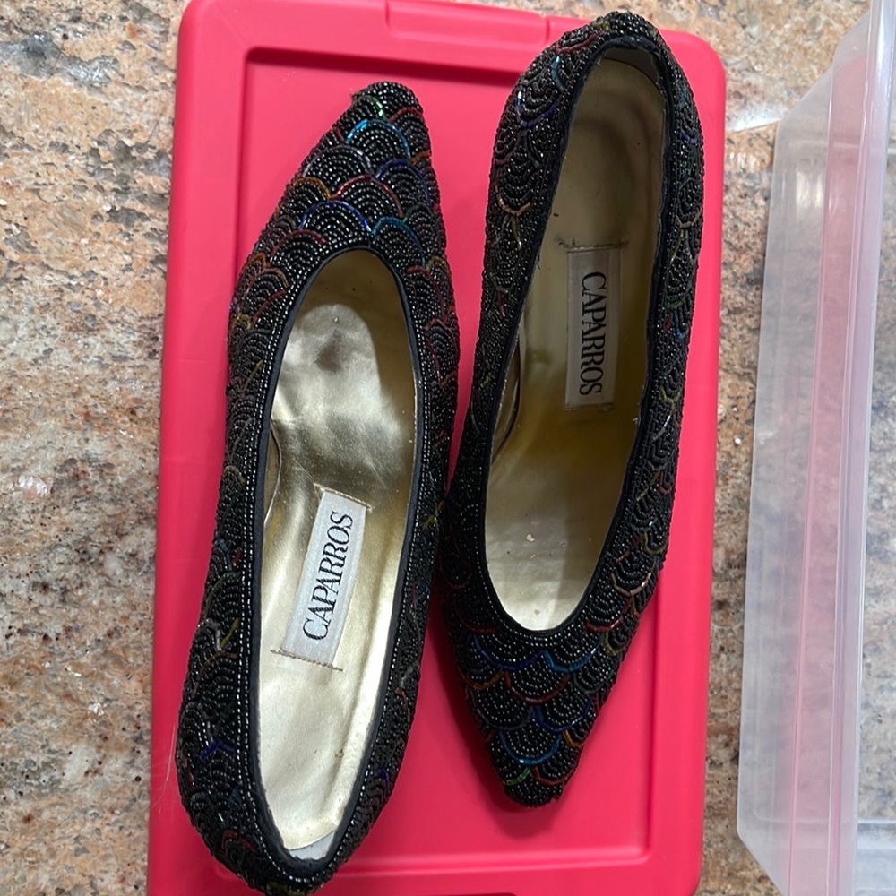 Ladies Caparros 3” heels beaded multi colors